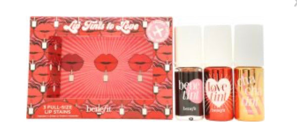 Benefit Lip Tints To Love Gift Set 6ml Cha Cha Tint Mango + 6ml Love Tint Fiery Red + 6ml Benetint Rose